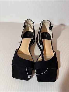 Alex Marie Black Square-Toe Ankle-Strap Block Heel Sandals
